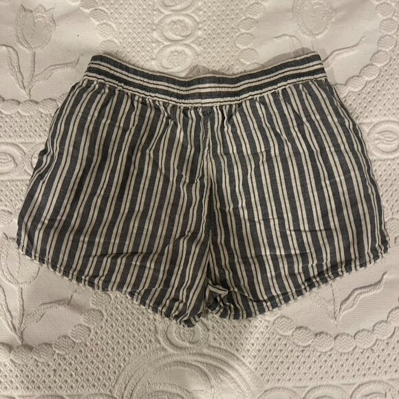Madewell Oahu Cover Up Shorts in White and Blue Stripe Pompom Trim - Picture 6 of 6